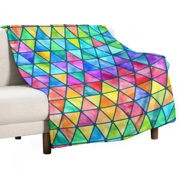 Нови Малки дъгови акварели триъгълници на бирюзовом покрывале се движат одеяло, топло одеяло