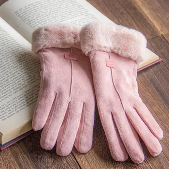 Нови Модни Дамски ръкавици за Есен-Зима, Сладки Пухкави топли Ръкавици с един пръст, Ръкавици без пръсти на пълен пръст, Дамски ръкавици за спорт на открито, на Екрана