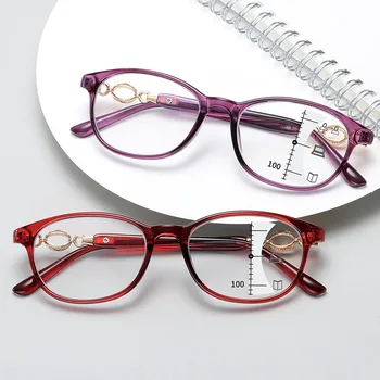 Нови Модни Прогресивно Мультифокальные Очила за четене, Дамски слънчеви Очила с Анти-синя Светлина, Очила с Рецепта, Диоптрийные от + 1.0 до + 4,0