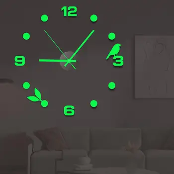 Нови Светещи Стенни Часовници Големи Часовници Horloge направи си САМ 3D Акрилни Огледално Етикети Кварцов Duvar Saat Klock Модерен Тъпо Будилник