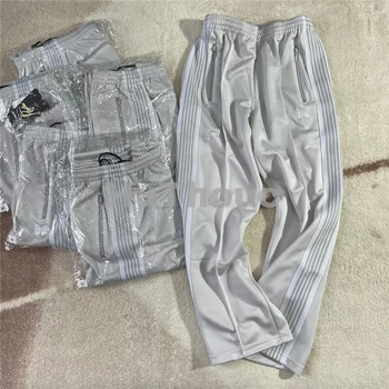 Нови Спортни панталони с бяла ивица с игли За Мъже и жени, 1:1, Висококачествени спортни панталони с бродерия на пеперуда, y2k