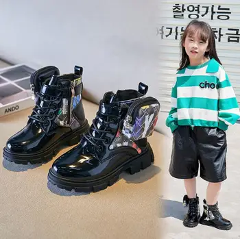 Нови детски зимни обувки за момичета, размери 21-36, зимни обувки за момчета, кожени непромокаеми зимни детски модни обувки топли