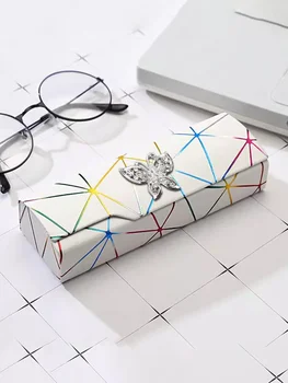 Нови красиви калъфи за очила от изкуствена кожа, устойчиви на натиск при падане - Steelpunk Quartet White Pearl Decor