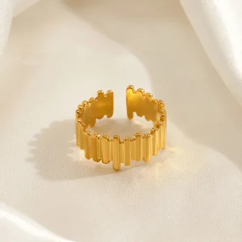 Нови модни геометрични пръстени от неръждаема стомана за жени и момичета, златен цвят, минималистичные регулируем пръстен на пръста си, сватбени украси, подаръци