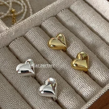 Нови обеци-сърца от сребро 925 проба, очарователни обеци-карамфил геометрична форма, подарък за рожден ден за жени, изискани аксесоари