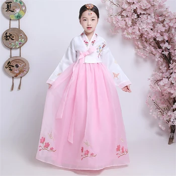Ново Традиционната корейска рокля Ханбок за момичета, танцови костюми, Облекло за изпълнения на живо, празничен костюм в корейския модерен стил за деца