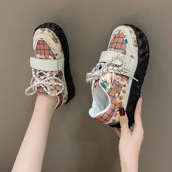 Новост есента 2023, Дизайнерски дамски ежедневни обувки на платформа, Корейската Модна Марка Ежедневни обувки, Дамски обувки, за разходки на открито