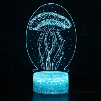 Нощна светлина във формата на медузи, 3D лека нощ, led илюзорен лека нощ за декор на детска стая, Коледен подарък за рожден ден за момчета и момичета, деца