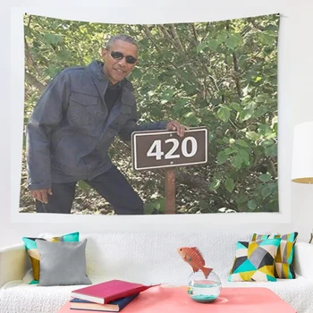Обама 420 Мем, гобеленовое одеяло, украса на стаята, в стил хипи и аксесоари за декорация на дома, кавайный декор, стенни картини, тапиз, 95x73 см