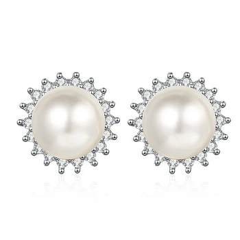 Обеци с перли от сребро 925 проба, муассанит, диамант, Модерен хотел слънчоглед, Отлични прости модни обеци с високо дизайн