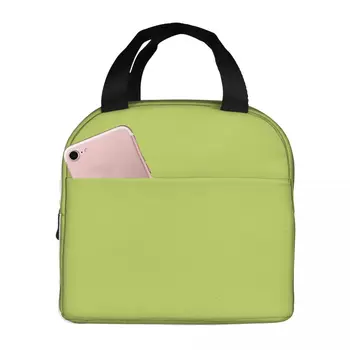 Обичайната однотонная чанта за обяд цветове на див лайм, зелена, с термоизолация, изолирано чанта за bento, контейнер за обяд, чанти за съхранение на храни, чанта-тоут голям капацитет