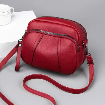 Однотонная Модерна дамска чанта за мобилен телефон с цип с нитове, Популярна Проста чанта през рамо от мека кожа, Малка квадратна чанта