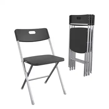 Опора на Сгъваем Стол със седалка и облегалка от смола, черен, градински мебели за 4 човека, градински стола, пластмасови столове, мебели за двор