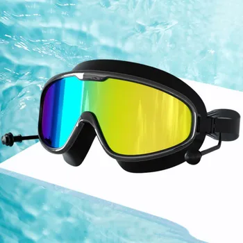 Очила за плуване в голяма рамка за възрастни и фарове за очила за плуване, тапи за уши за мъже и жени