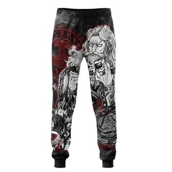 Панталони с татуировка войн-самурай Викинга, 3D принт, Мъжки, спортни панталони, Всекидневни дълги Джоггеры за бягане, Градинска дрехи, есенни свободни спортни панталони-1