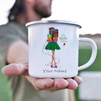 Персонализирана подарък эмалированная чаша за момичета с принтом за получаване на подаръци, отпечатайте вашите документи, утайка от пътна чаша, Кавайные забавни чаши за кафе