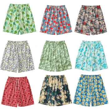 Плажни шорти с флорални принтом Dark Icon, мъжки летни къси панталони с еластичен ластик на талията и странични джобове, Директни мъжки къси панталони