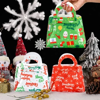 Подаръчни торбички с дръжка, тъканно чанта с изображение на Елен на Дядо Коледа, Чанта за Коледни шоколадови бонбони, опаковки на пакета за подаръци