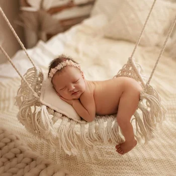 Подпори за фотосесия на новородено, мебели, бебешко кошче (безплатно) на 100 дни, аксесоари 0-3 м, Хамак ръчно изработени 35x48 см