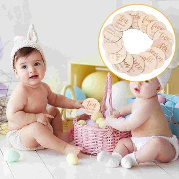 Поздравителни картички Снимка Дървени трески Раждането на бебето Подпори за снимане на новороденото Дървена чиния Бременна Жена
