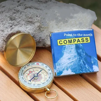 Походный Месинг компас за оцеляване, Преносими джобни часовници, Компас за къмпинг, тактически инструмент за пътуване на открито с светящимся водоустойчив