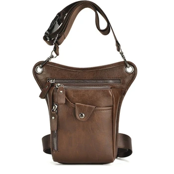 Поясная чанта от изкуствена кожа за спорт на открито, чанта за колоезденето в ретро стил, Новата модерна мъжка чанта за краката