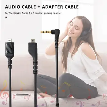 Преносимото аудио кабел + 3,5 мм кабел от мъжете, за жената, за SteelSeries Arctis 7 5 3