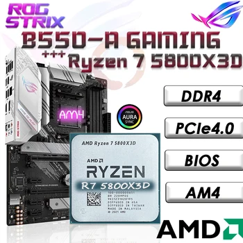 Процесор AMD Ryzen 7 5800X3D + ДЕТСКА дънна платка B550 A Комбинирана PCIe4.0 DDR4 ATX дънна Платка AM4 Слот 100 м Кеш-памет R75800X3D CPU Kit