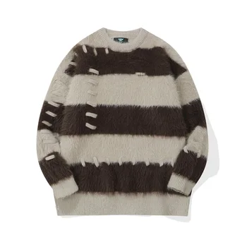 Пуловер с кръгло деколте за мъже и жени 2022, есен-зима, ръчно кука въже, без всекидневни плюшено пуловер, трико