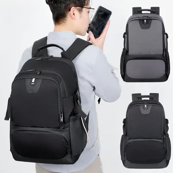 Пътен раница за лаптоп срещу кражба работни чанти за книги с USB порт за зареждане, водоустойчива чанта за компютър в колежа за мъже