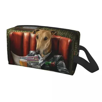 Пътна чанта за тоалетни принадлежности с портрет на Сладък кучета хрътка за любителите на Уиппета Сайтхаунда, Козметичен Органайзер за грим, комплект за съхранение на козметиката