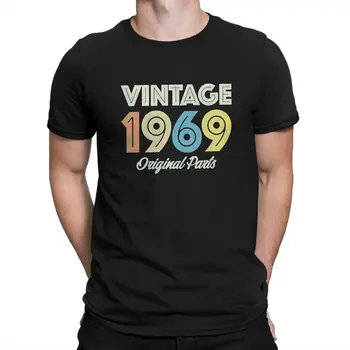 Ретро 1969, с Оригинални детайли за рожден Ден, тениска с кръгла яка, Реколта базова тениска от полиестер, мъжки блузи