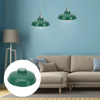 Ретро зелена лампа, тавана лампа с вълни, Эмалированная полилей, потребителска защита, Висящ стенен купол, комин