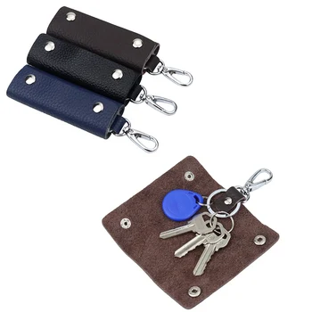 Ретро портфейл за ключове, джоб за автомобилни ключове, чанта, калъф, верига, седалка, икономка с цип, Джоб-органайзер за ключове, Умен кожен ключодържател
