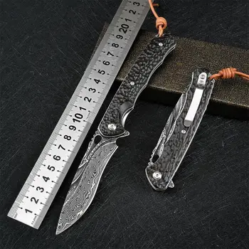 Ръчен нож от дамасской стомана VG10 от черно дърво, сгъваем нож за самозащита, преносим нож и нож на улицата.