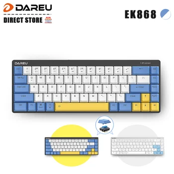 Ръчна безжична клавиатура с низкопрофильным ключа Dareu EK868 Bluetooth 5.1, здрав акумулаторни клавиатура игри за 3 устройства
