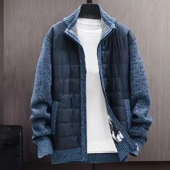 Сако-палто Ежедневни яке Стилен мъжки пуловер с шал яка подпора и колан с цип за есен-зима на мода