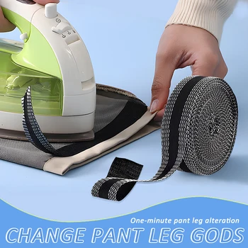Самозалепващи панталони, залепете лента за укорочения край крак, сигурно желязо за ръба на панталона, нарязани на ремонтни панталони, Регулируема дължина крак