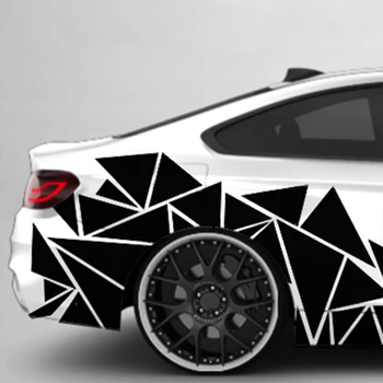 Самозалепващи стикери за автомобил с изображението на триъгълници, защита от слънце и висока устойчивост на топлина, блестящ черен