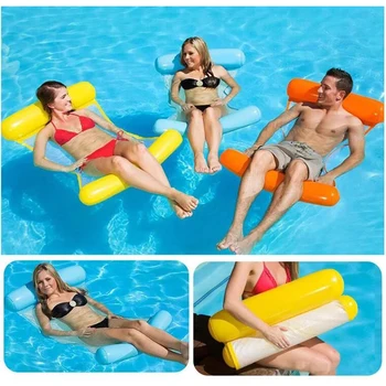 Сгъваема Плаващ Легло от PVC Водна Хамак Плаващ Шезлонг на Гумена Подложка За басейни Стол Надуваем Матрак За Плуване Аксесоари за Басейна