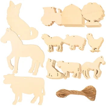 Селскостопански животни Дървени изделия, Материали за рисуване с ръце Украса за къща Празни чипс Филийки, Недовършена селски