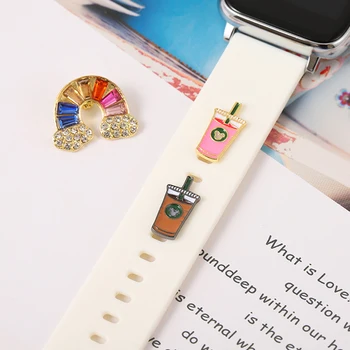 Силиконов ремък амулети за Apple Watch, цветни висулка за нокти, бижута за Iwatch, Дъгова чаша, Cartoony скъпа гривна, Амулет за нокти