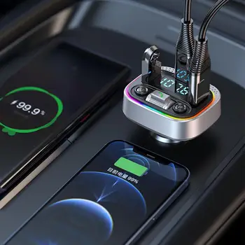 Син Зъб FM трансмитер Автомобилен MP3-модулатор Плейър Аудиоприемник хендсфри 2 USB порта Бързо зарядно устройство и Аксесоари за интериора на колата