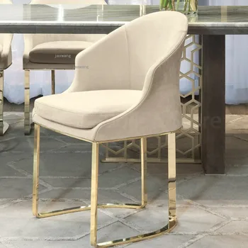 Скандинавски Луксозен стол за Хранене от неръждаема стомана, Модерни дизайнерски столове, Мебели за трапезария, на Европейското бъде позлатен Стол за преговори