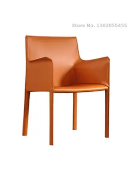 Скандинавски седлото, кожен обяд стол, лесно луксозно кресло за отдих висок клас, модерен минималистичен писмен стол, италиански единична