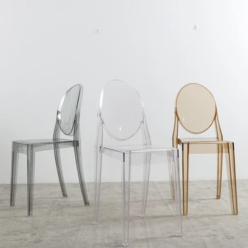 Скандинавските Трапезни Столове, Пластмасови Столове Прозрачни Битови Модерни Прости и Удебелени Кафене С Творческата Стол За Почивка