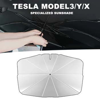 Слънцезащитен Чадър На Предното стъкло на превозното средство За серията Tesla Model 3/Y/X/S Със Защита от ултравиолетови лъчи, Козирка, Защита на Предния Прозорец, Козирка