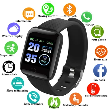 Смарт часовници Relogio 116Plus 2020, Спортен Фитнес тракер, Сензор за кръвното налягане, сърдечната честота, гривна D13, Bluetooth, Умни часовници Android и Ios