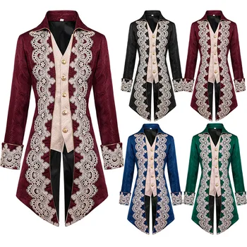 Средновековна яке в стил Steampunk, Викторианска Готическа Палто, Униформи, Мъжки Бродирана Ретро фрак, Риза, Яке за принцове, Парти от 90-те години