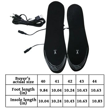 Стелка за обувки с USB Нагряване, Моющаяся, Поддающаяся Резитба, Термообувная Поставяне, Нагревающиеся Стелка EVA, Размер 40-44